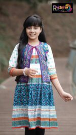 Rangmaya cotton kurti with koti for baby girls- BKGT-3005 - Image 3