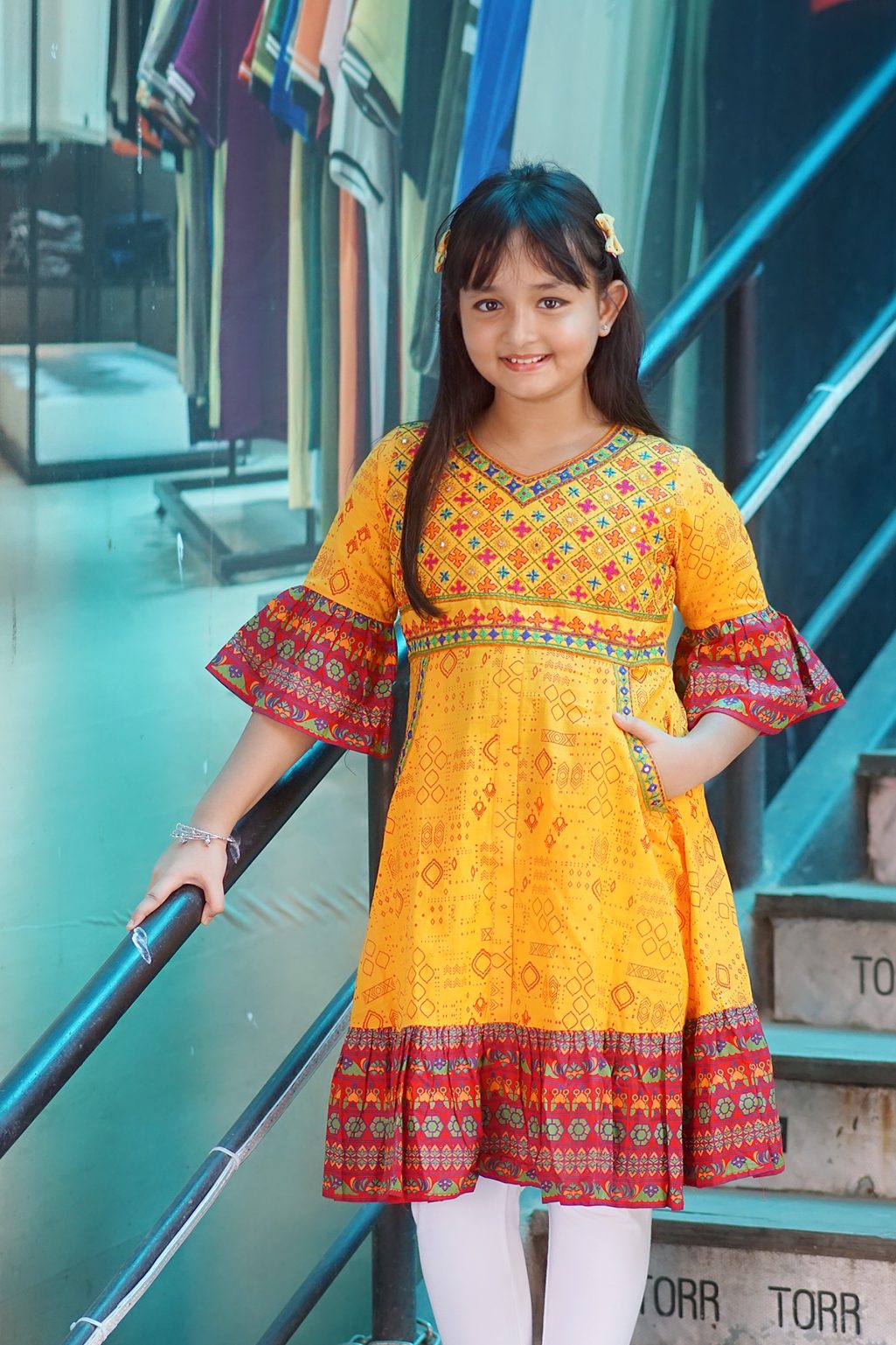 ad (10) Rangmaya cotton kurti with koti for baby girl- BGT-2002 - Image 1