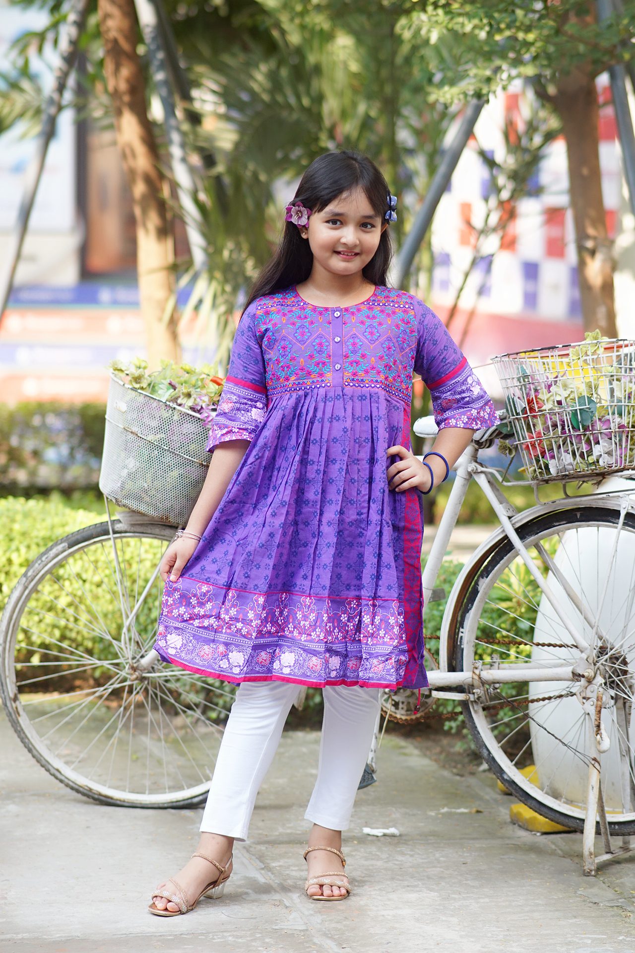ax (10) Rangmaya cotton kurti with koti for baby girls- BGT-2008 - Image 1