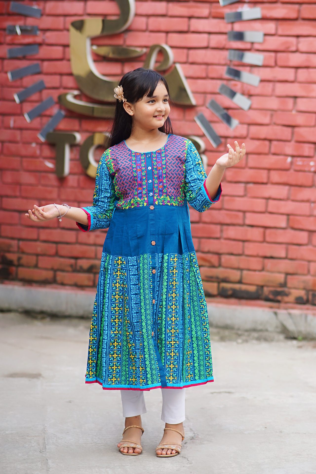 ba (1) Rangmaya cotton kurti for baby girls- BGT-2006 - Image 1