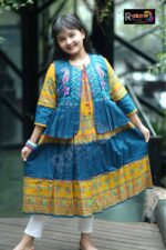 Rangmaya cotton kurti with koti for baby girls- BKGT-3012
