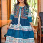 Rangmaya cotton kurti with koti for baby girls- BKGT-3022
