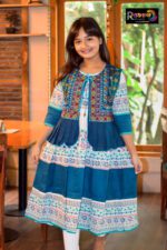 Rangmaya cotton kurti with koti for baby girls- BKGT-3022 - Image 5