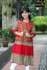 Rangmaya cotton kurti with koti for baby girls- BKGT-3024 { Jolpay +Lal koti } - Image 2