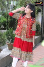 Rangmaya cotton kurti with koti for baby girls- BKGT-3024 { Jolpay +Lal koti } - Image 6