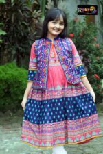 Rangmaya cotton kurti with koti for baby girls- BKGT-3026 { Misti Body + Blue koti 🎈 }