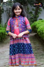 Rangmaya cotton kurti with koti for baby girls- BKGT-3026 { Misti Body + Blue koti 🎈 } - Image 4