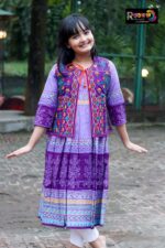 Rangmaya cotton kurti with koti for baby girls- BKGT-3027 - Image 3
