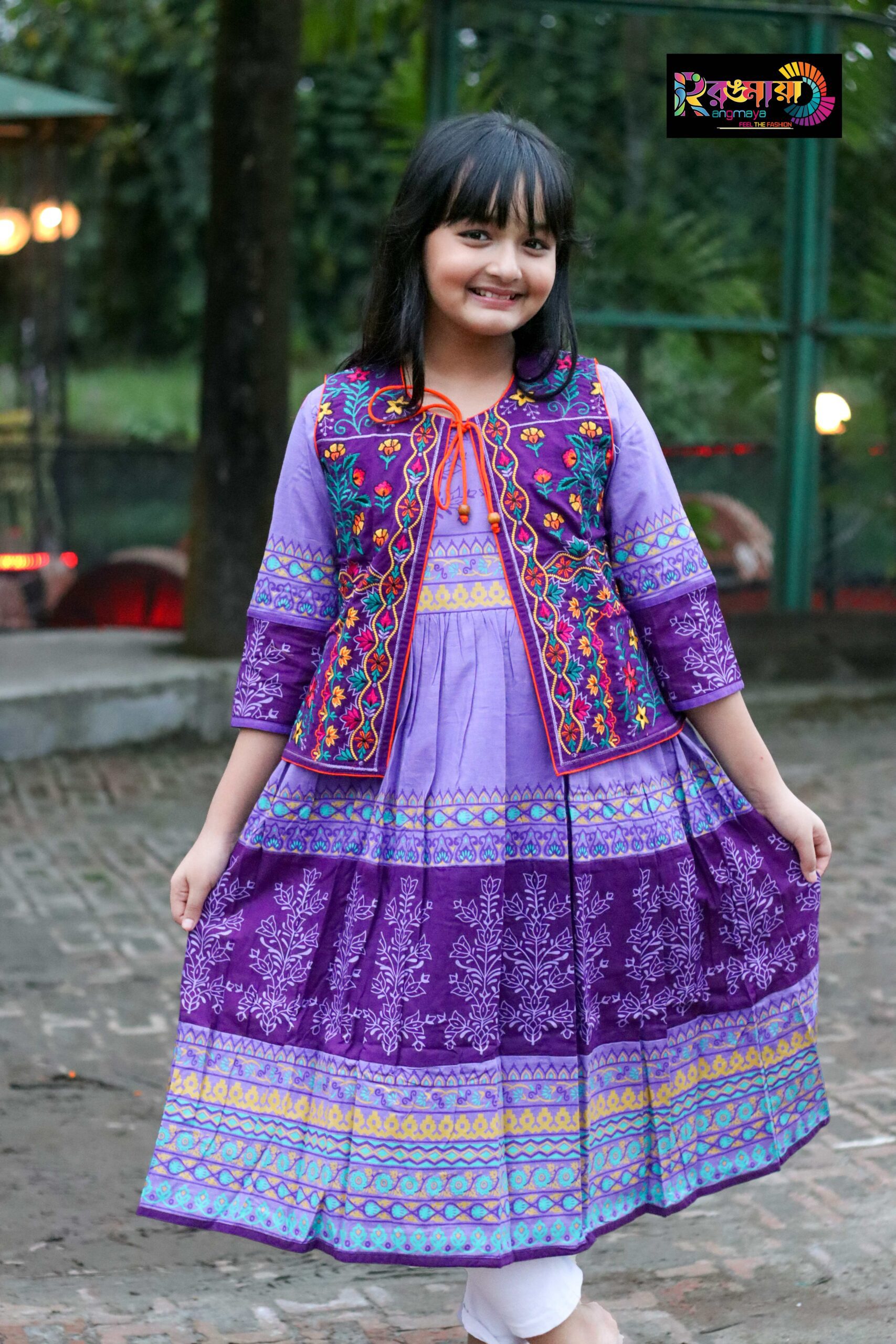IMG_0668 Rangmaya cotton kurti with koti for baby girls- BKGT-3027 - Image 1