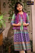 Rangmaya cotton kurti with koti for baby girls- BKGT-3028 - Image 5