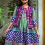 Rangmaya cotton kurti with koti for baby girls- BKGT-3028