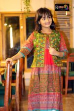 Rangmaya cotton kurti with koti for baby girls- BKGT-3029 - Image 2