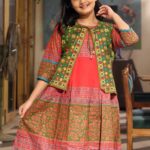 Rangmaya cotton kurti with koti for baby girls- BKGT-3029