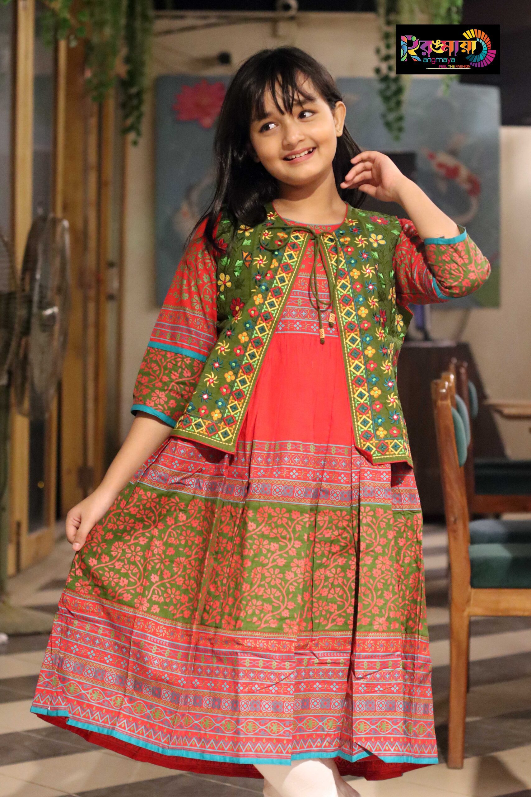 IMG_0801 Rangmaya cotton kurti with koti for baby girls- BKGT-3029 - Image 1