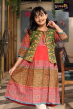 Rangmaya cotton kurti with koti for baby girls- BKGT-3029 - Image 4