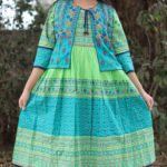 Rangmaya cotton kurti with koti for baby girls- BKGT-3034