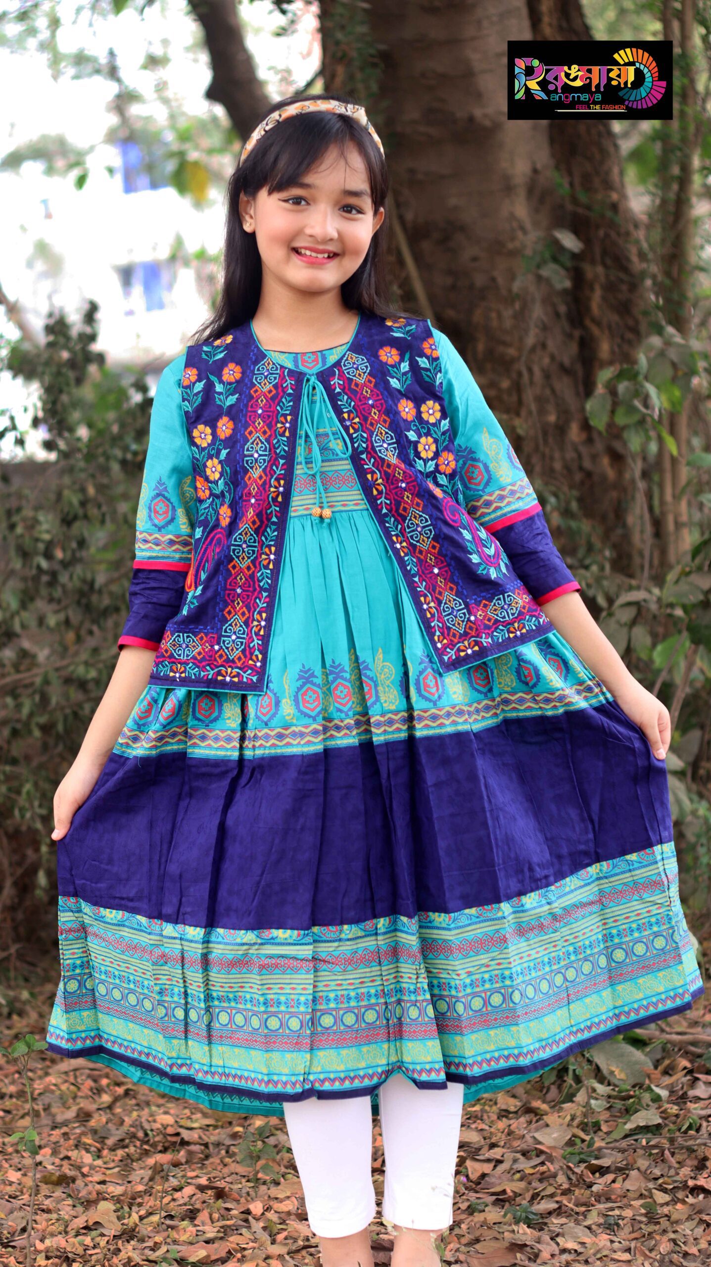 IMG_0238 Rangmaya cotton kurti with koti for baby girls- BKGT-3032 - Image 1