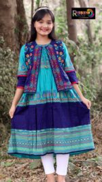 Rangmaya cotton kurti with koti for baby girls- BKGT-3032 - Image 3