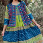 Rangmaya cotton kurti with koti for baby girls- BKGT-3031 { Tiya Body+ Tora koti  }