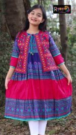 Rangmaya cotton kurti with koti for baby girls- BKGT-3036 - Image 2