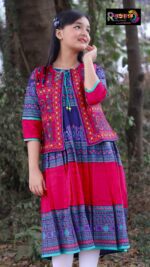 Rangmaya cotton kurti with koti for baby girls- BKGT-3036 - Image 5