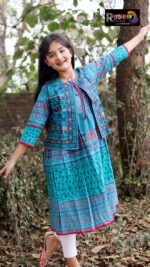 Rangmaya cotton kurti with koti for baby girls- BKGT-3037 - Image 3