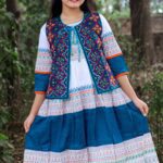 Rangmaya cotton kurti with koti for baby girls- BKGT-3035