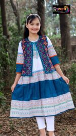 Rangmaya cotton kurti with koti for baby girls- BKGT-3035