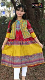 Rangmaya cotton kurti with koti for baby girls- BKGT-3025 - Image 2