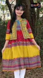 Rangmaya cotton kurti with koti for baby girls- BKGT-3025 - Image 3