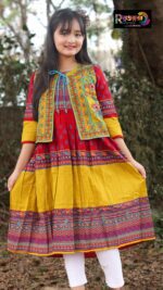 Rangmaya cotton kurti with koti for baby girls- BKGT-3025