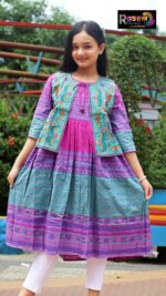 Rangmaya cotton kurti with koti for baby girls- BKGT-3046 - Image 2