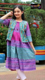 Rangmaya cotton kurti with koti for baby girls- BKGT-3046 - Image 3
