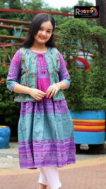 Rangmaya cotton kurti with koti for baby girls- BKGT-3046 - Image 4