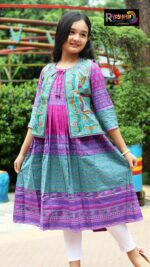 Rangmaya cotton kurti with koti for baby girls- BKGT-3046 - Image 6
