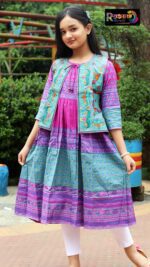 Rangmaya cotton kurti with koti for baby girls- BKGT-3046 - Image 7