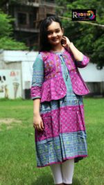 Rangmaya cotton kurti with koti for baby girls- BKGT-3044 - Image 2