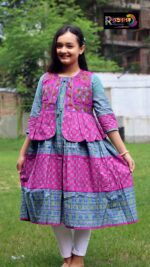 Rangmaya cotton kurti with koti for baby girls- BKGT-3044 - Image 3