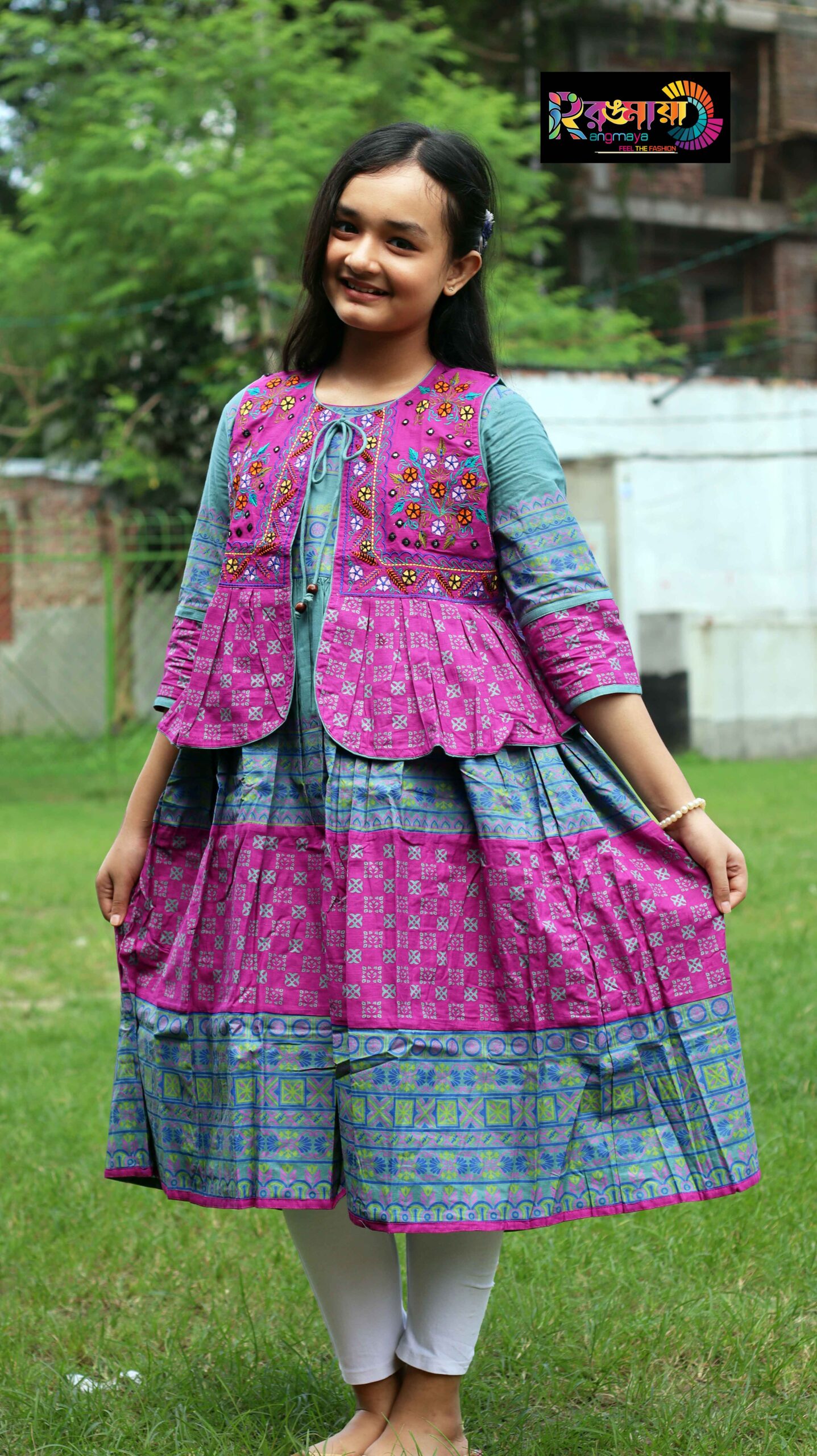 IMG_0777 Rangmaya cotton kurti with koti for baby girls- BKGT-3044 - Image 1