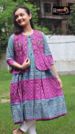 Rangmaya cotton kurti with koti for baby girls- BKGT-3044 - Image 6