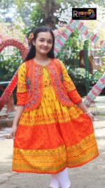 Rangmaya cotton kurti with koti for baby girls- BKGT-3048 - Image 2