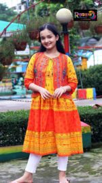 Rangmaya cotton kurti with koti for baby girls- BKGT-3048