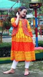 Rangmaya cotton kurti with koti for baby girls- BKGT-3048 - Image 5