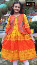 Rangmaya cotton kurti with koti for baby girls- BKGT-3048 - Image 6