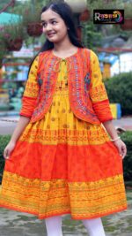 Rangmaya cotton kurti with koti for baby girls- BKGT-3048 - Image 7
