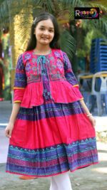 Rangmaya cotton kurti with koti for baby girls- BKGT-3043 - Image 2