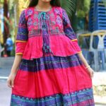 Rangmaya cotton kurti with koti for baby girls- BKGT-3043