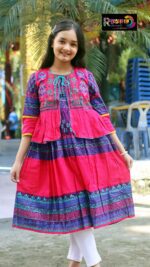 Rangmaya cotton kurti with koti for baby girls- BKGT-3043