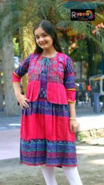 Rangmaya cotton kurti with koti for baby girls- BKGT-3043 - Image 4