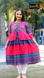 Rangmaya cotton kurti with koti for baby girls- BKGT-3043 - Image 5